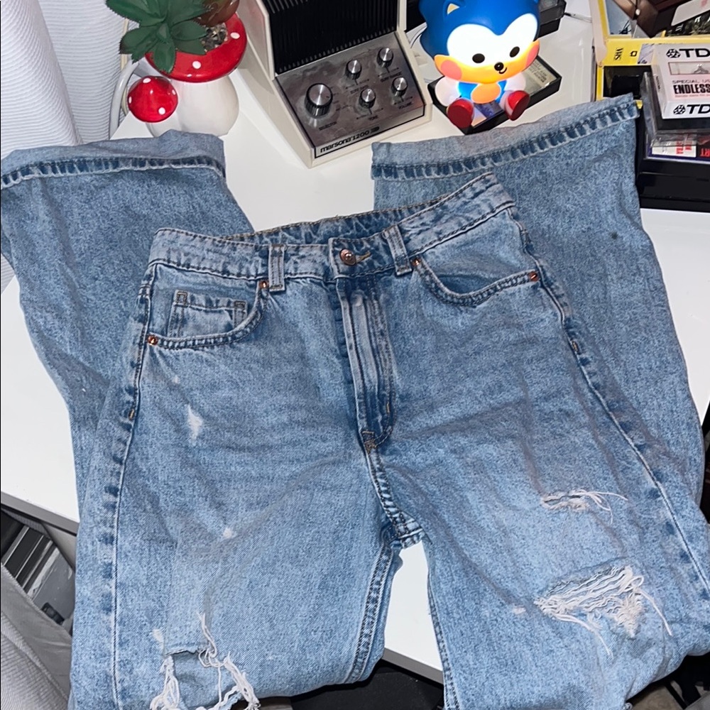 H&M Trendy Ripped Wide Leg Jeans